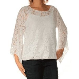 Alfani Top Blouse Blue Lace